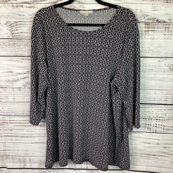 WOMAN WITHIN PLUS SIZE 18 20 TOP BLACK WHITE BLOUSE GUC - Picture 4 of 12